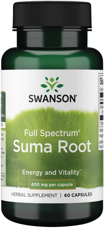 Swanson Suma Root 400 mg, 60 capsules, vue avant de l'emballage