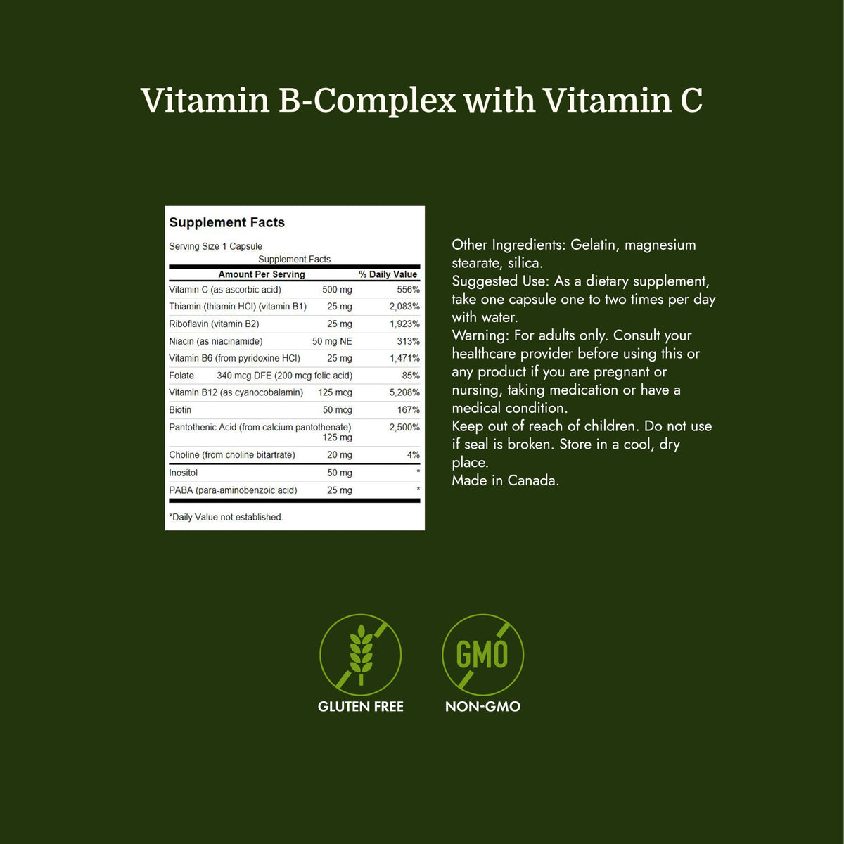 Swanson Super Stress B-Complex 100 capsules back view