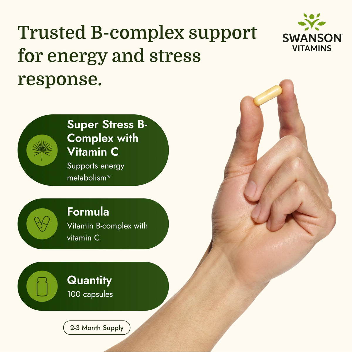 Swanson Super Stress B-Complex 100 capsules packaging