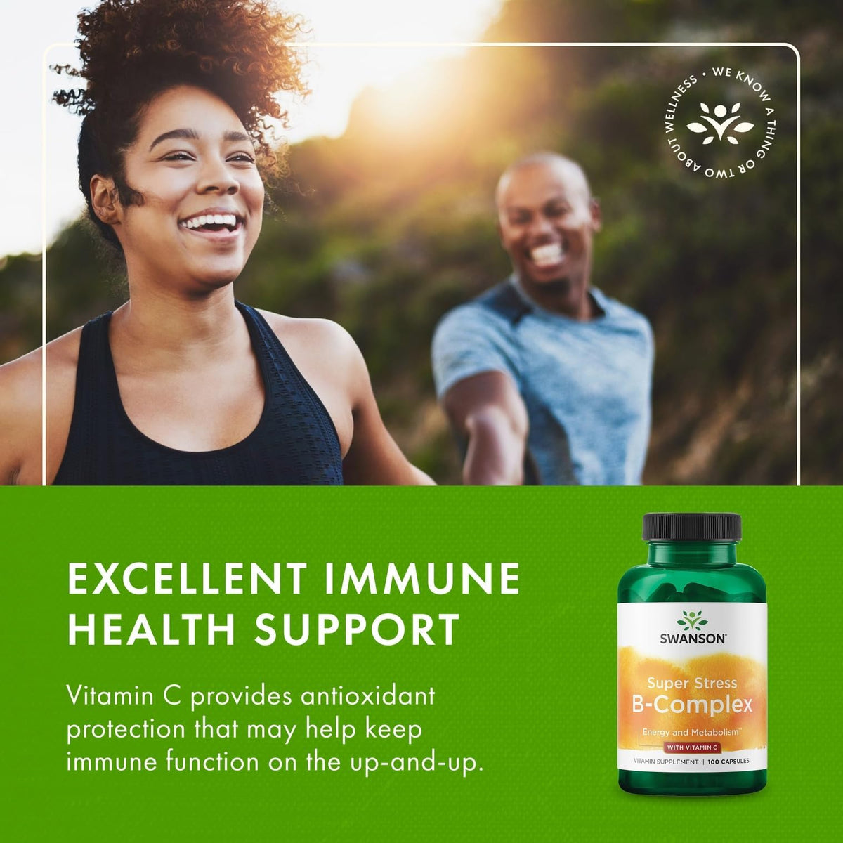 Swanson Super Stress B-Complex capsules in hand