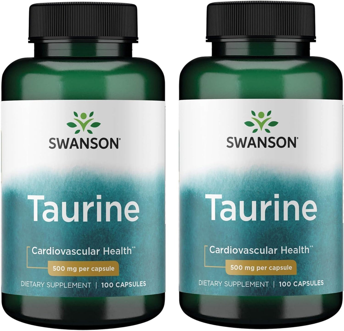 Swanson Taurine 500mg complément alimentaire devant une surface blanche