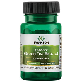 Swanson Teavigo Extrait de Thé Vert 150 mg EGCG, 30 gélules végétales, vue de face