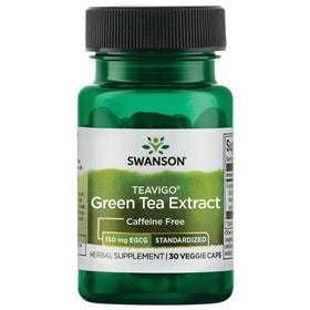 Swanson Teavigo Extrait de Thé Vert, boîte ouverte avec gélules visibles
