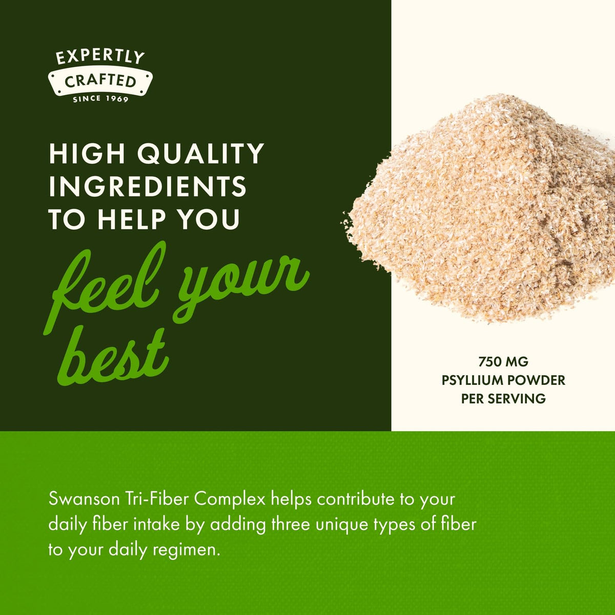 Swanson Tri-Fiber Complex 100 capsules back view