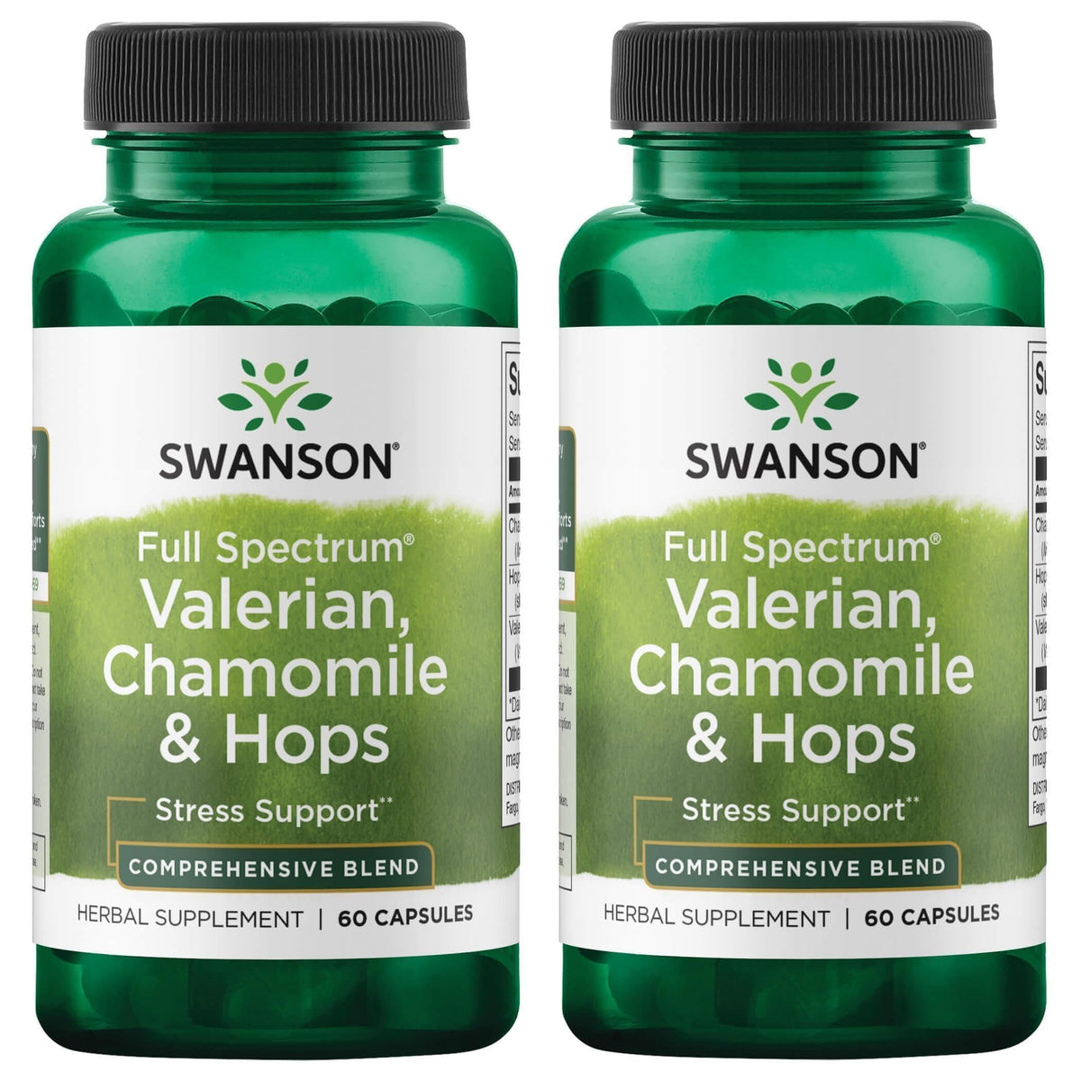Swanson Valériane, Camomille et Houblon 60 Capsules, vue de face