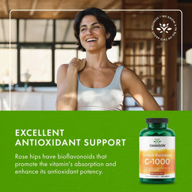 Swanson Vitamine C 1000 mg, présentation sur une table