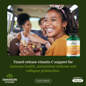 Swanson Vitamine C à Libération Prolongée 1000 mg - comprimé sur table
