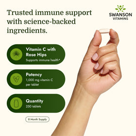Swanson Vitamine C à Libération Prolongée 1000 mg - étiquette du produit