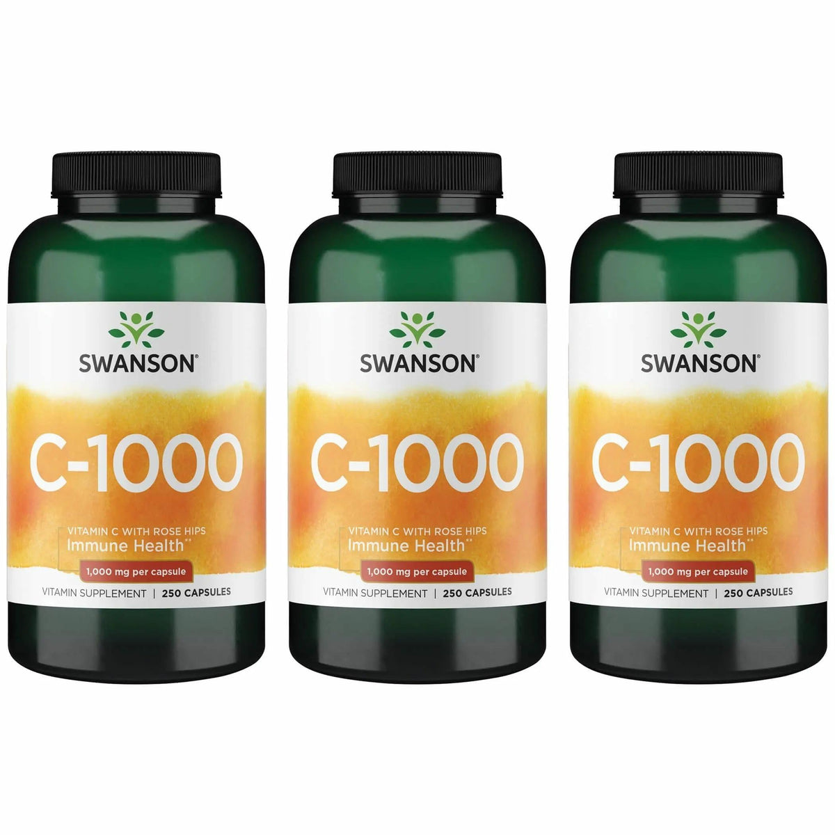 Swanson Vitamine C avec Églantier 1000 mg 250 Capsules vue de face