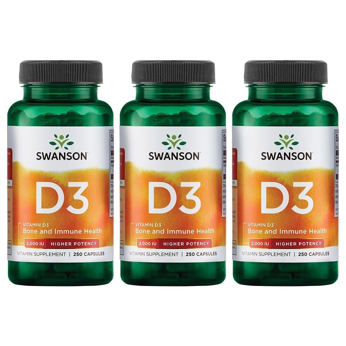 Swanson Vitamine D-3 2000 IU 250 capsules vue avant