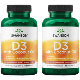 Swanson Vitamine D-3 5000 IU 60 gélules vue de face