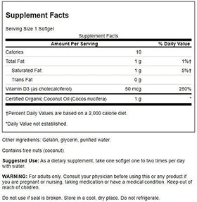 Swanson Vitamine D-3 60 gélules, vue arrière avec informations nutritionnelles