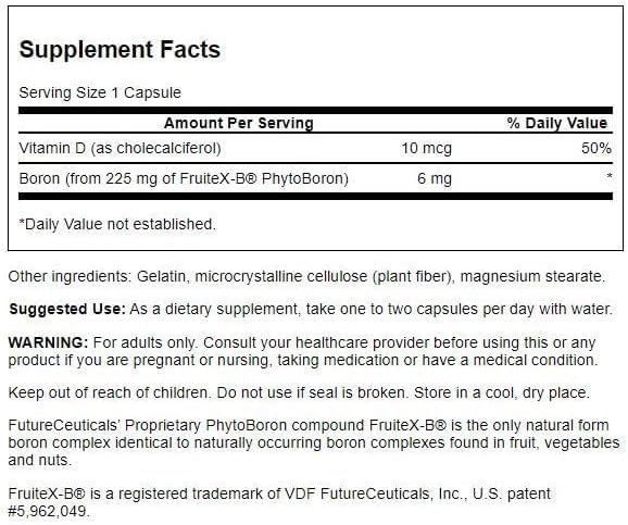 Swanson Vitamine D & Bore 60 Capsules étiquette et dosage