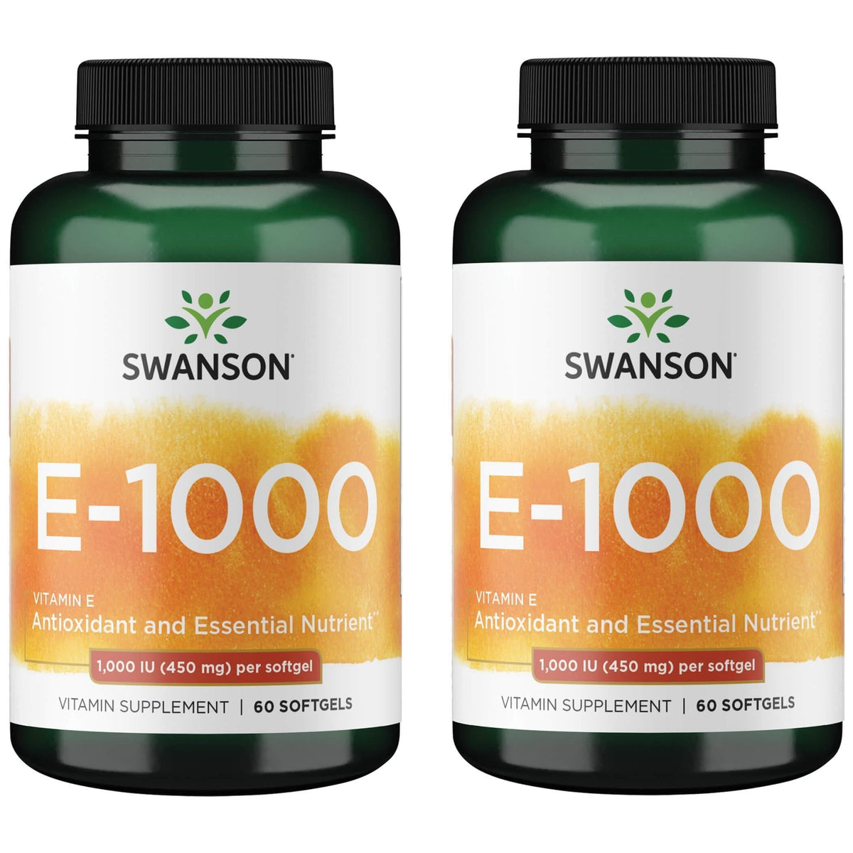 Swanson Vitamine E 1000 IU gélules 60 pièces, vue de face