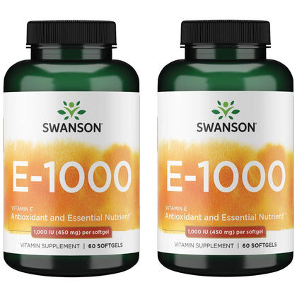 Swanson Vitamine E 1000 IU gélules 60 pièces, vue de face