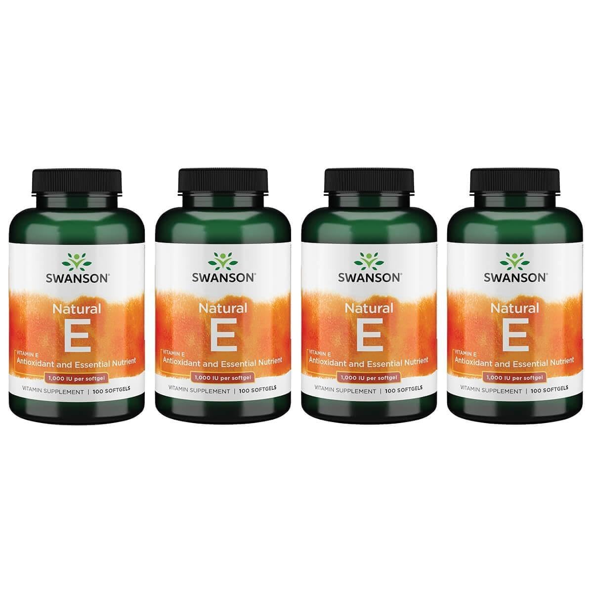 Swanson Vitamine E 1000 IU gélules en bouteille vue de face