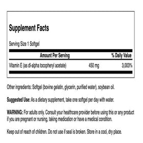 Swanson Vitamine E 1000 IU gélules molles arrière