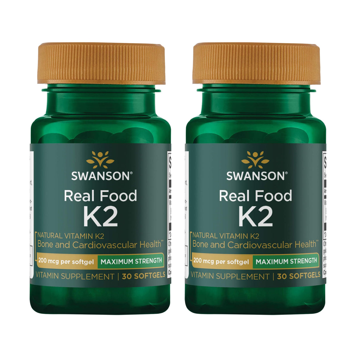 Swanson Vitamine K2 MK-7 200 mcg gélules molles avant