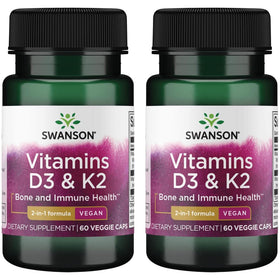 Swanson Vitamines D3 & K2 2000 IU 75 mcg Capsules Végétales vue avant