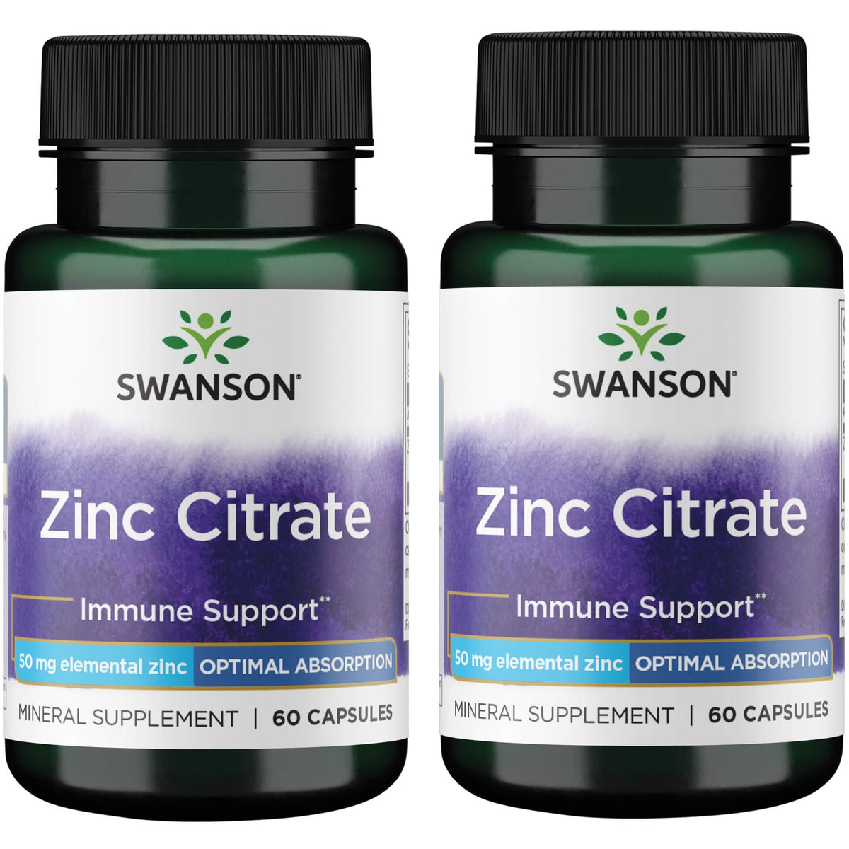 Swanson Zinc Citrate 50mg capsules, boîte de 60 unités