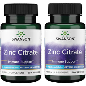 Swanson Zinc Citrate 50mg capsules, boîte de 60 unités