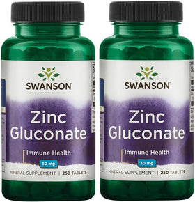 Swanson Zinc Gluconate 250 comprimés vue de face