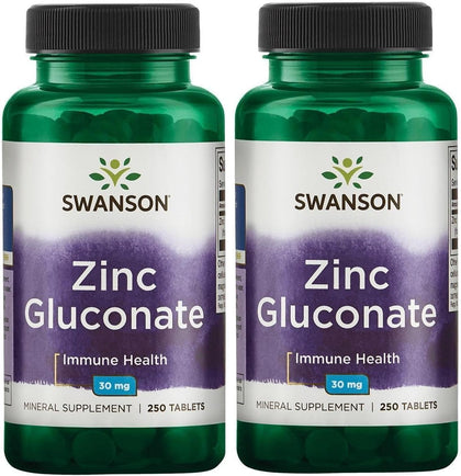 Swanson Zinc Gluconate 250 comprimés vue de face