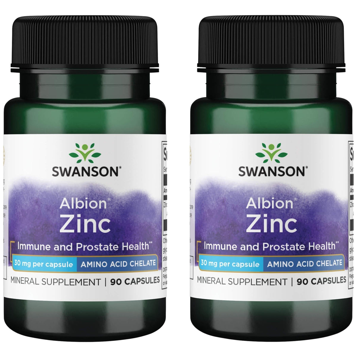 Swanson Zinc Glycinate 30 mg 90 capsules, vue de face