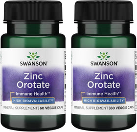 Swanson Zinc Orotate 10 mg 60 capsules végétales, vue de face