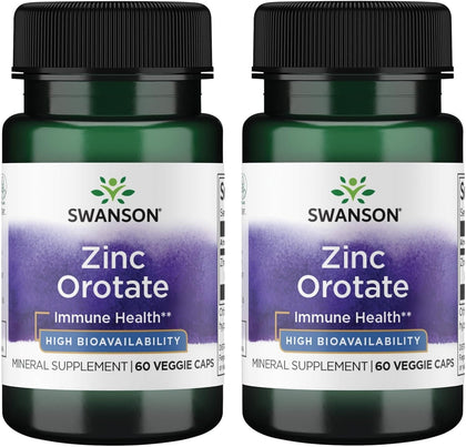 Swanson Zinc Orotate 10 mg 60 capsules végétales, vue de face