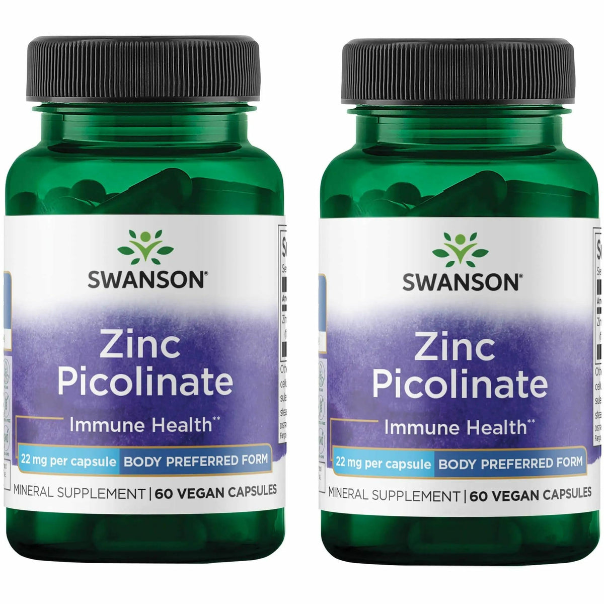 Swanson Zinc Picolinate 22 mg 60 capsules végétales vue avant