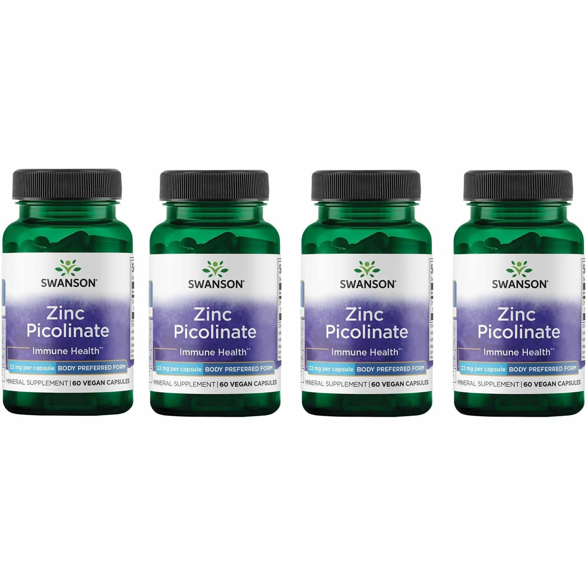 Swanson Zinc Picolinate 22 mg 60 capsules végétales, vue de face