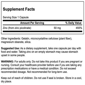 Swanson Zinc Picolinate packaging with label details