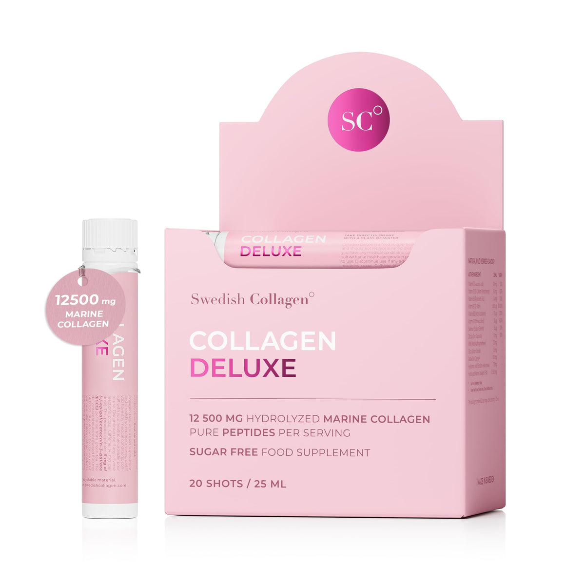 Swedish Collagen Shots liquide collagène marin 12 500 mg, vue avant