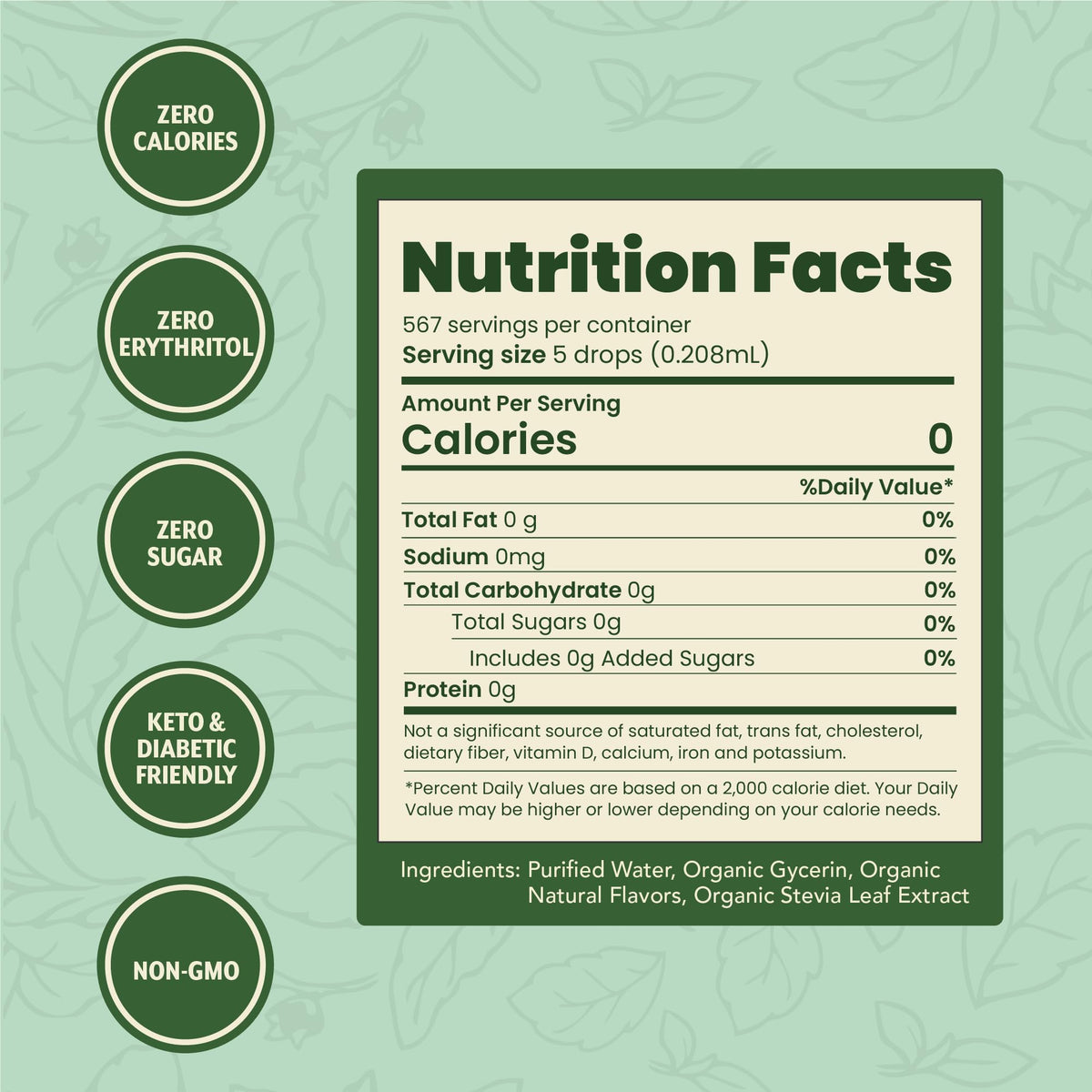 SweetLeaf Stevia Drops bouteille de 4 oz avec étiquette