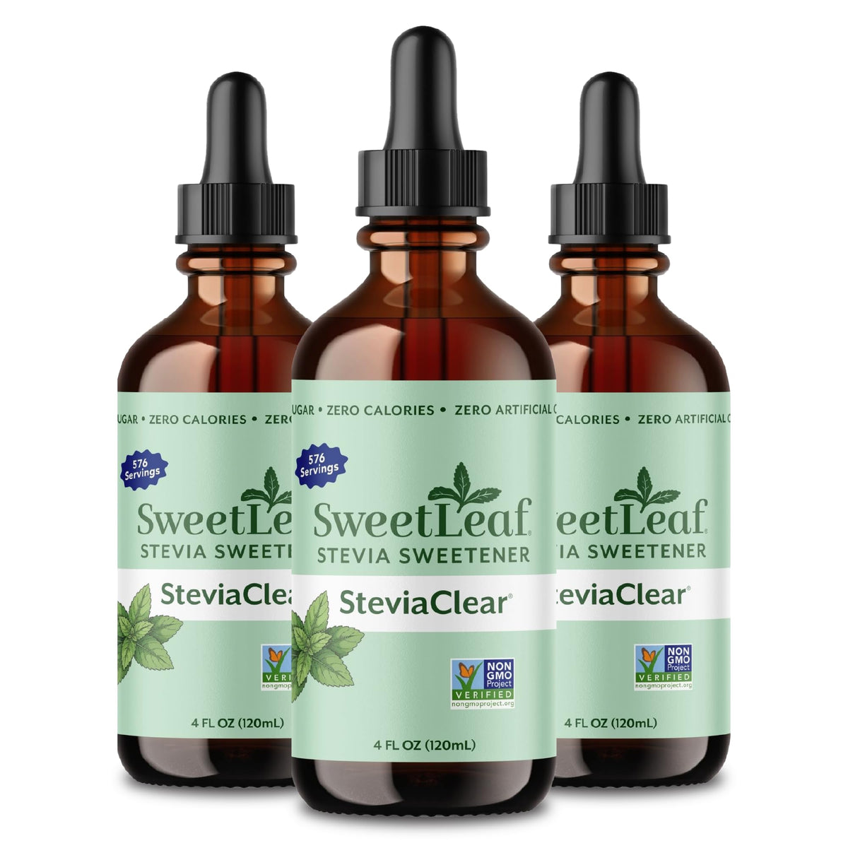 SweetLeaf Stevia Drops bouteille de 4 oz vue avant