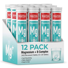 Swiss Imports comprimés effervescents au magnésium et complexe B, packaging avant