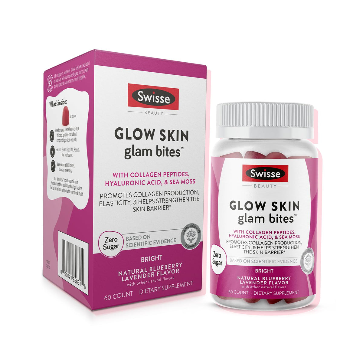 Swisse Glam Bites Collagène 60 gummies packaging front view