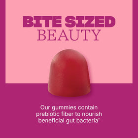 Swisse Glam Bites Collagène gummies open with some gummies spilled