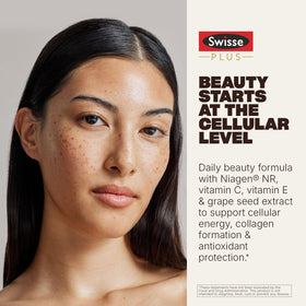 Swisse Plus NAD+ Beauty Restore 30 Capsules avec étiquettes visibles