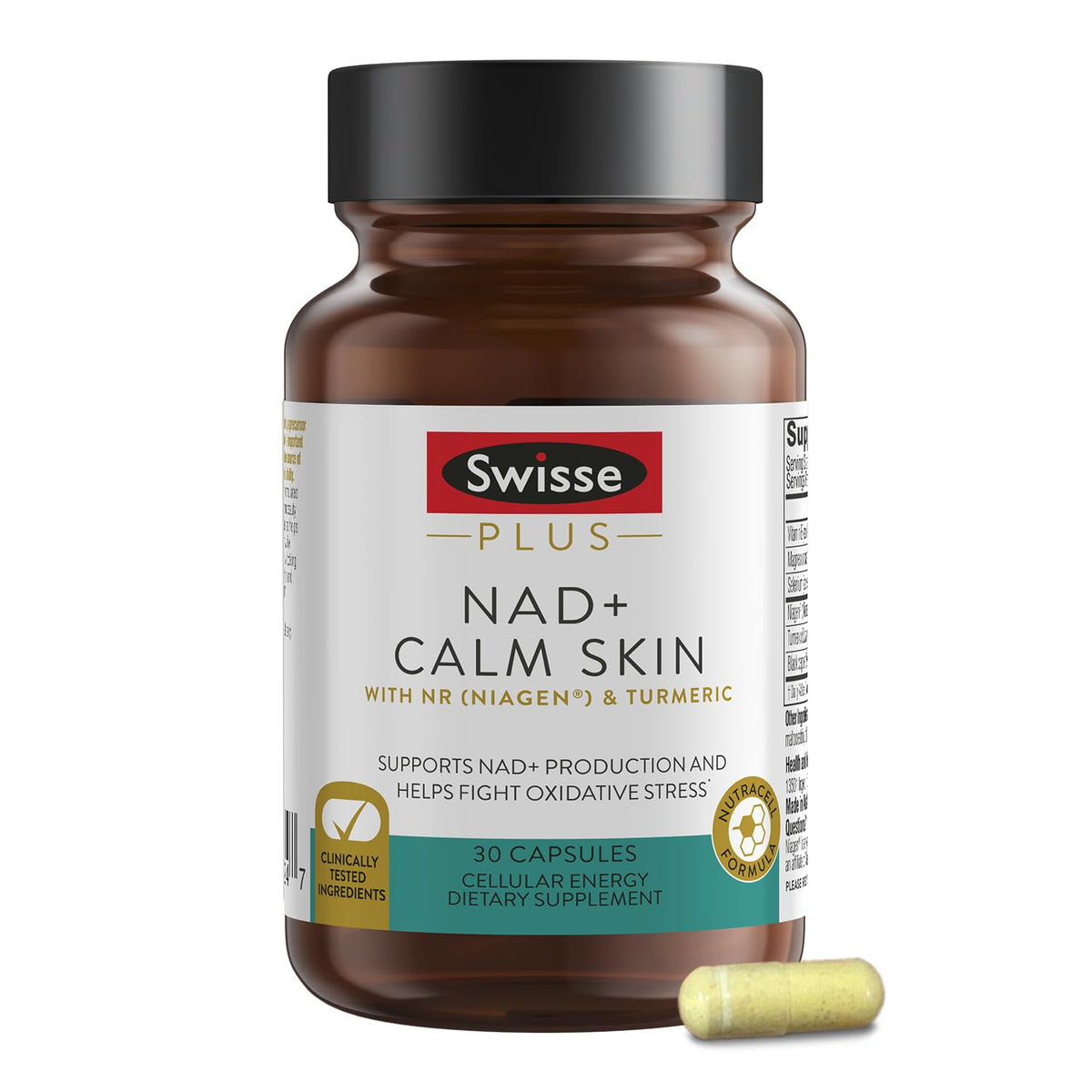 Swisse Plus NAD+ Calm Skin boîte de 30 capsules vue de face