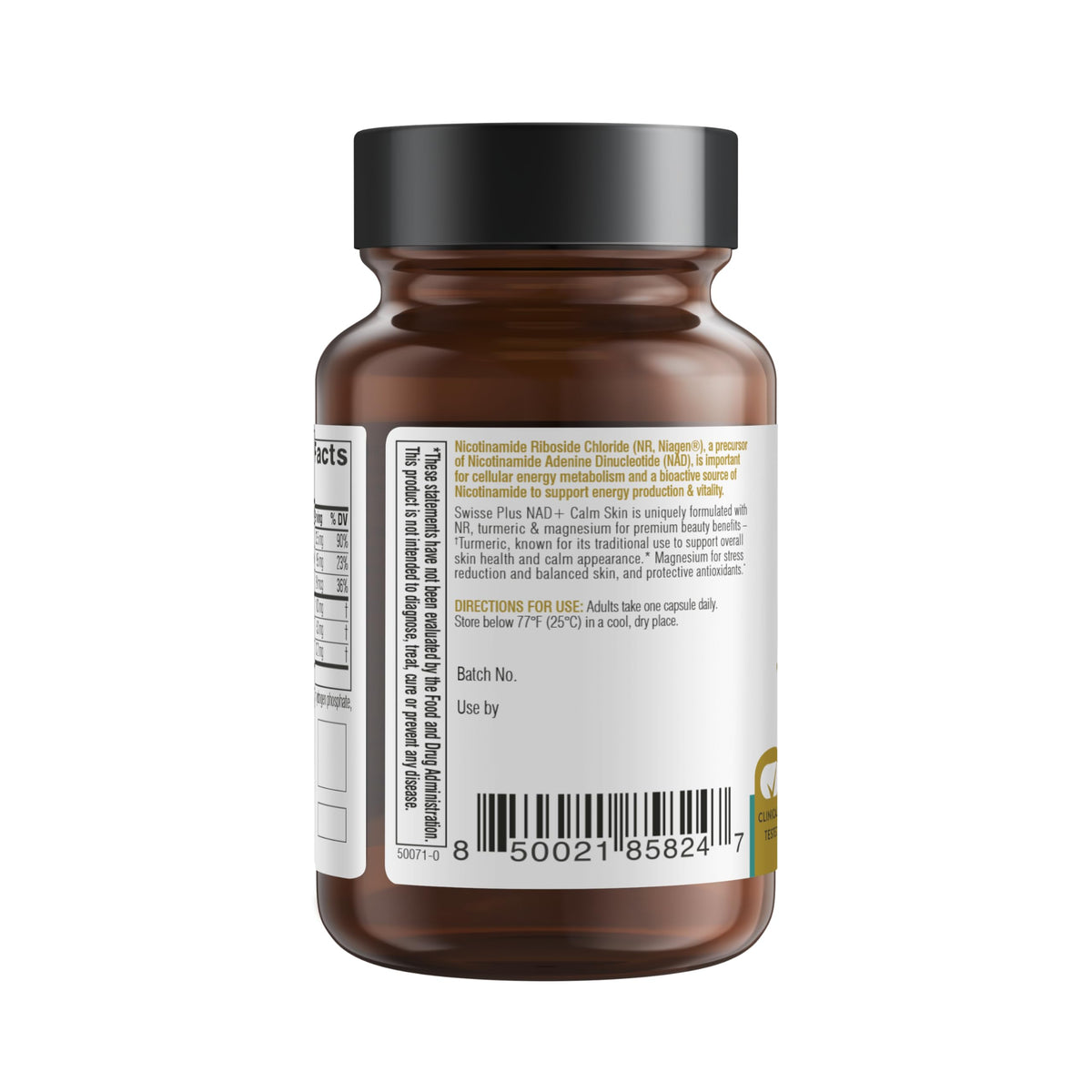 Swisse Plus NAD+ Calm Skin capsules posées sur une surface