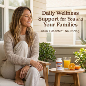 Symbiotics Colostrum comprimés à mâcher orange crème sur une table