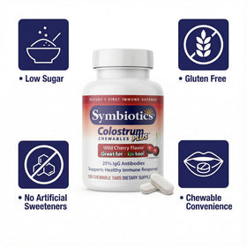 Symbiotics Colostrum Plus Chewables 181g - présentation des bonbons à mâcher