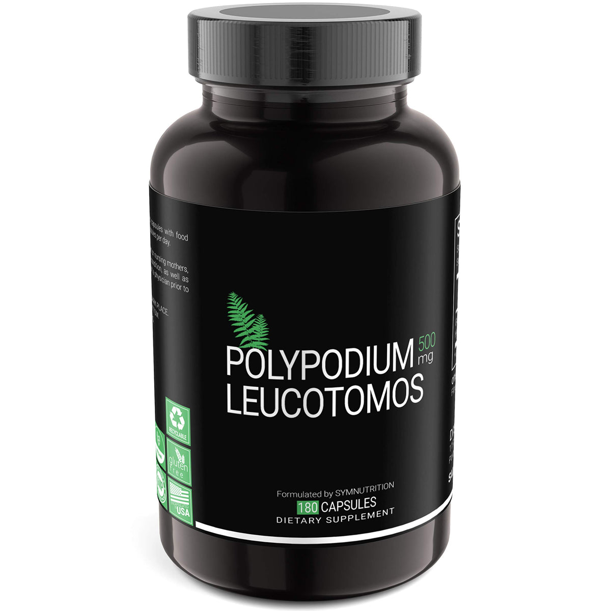 SYMNUTRITION Polypodium Leucotomos 500mg 180 V-Capsules vue de face