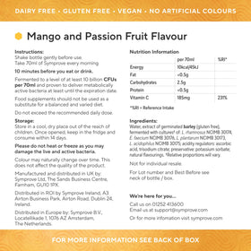 Symprove Mango et Fruit de la Passion 2L - arrière de la bouteille