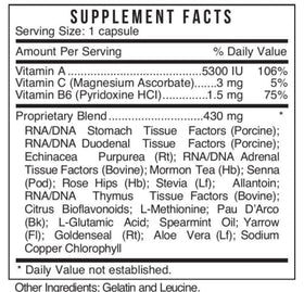 Systemic Formulas 6- Restore étiquette avec ingrédients et dosage