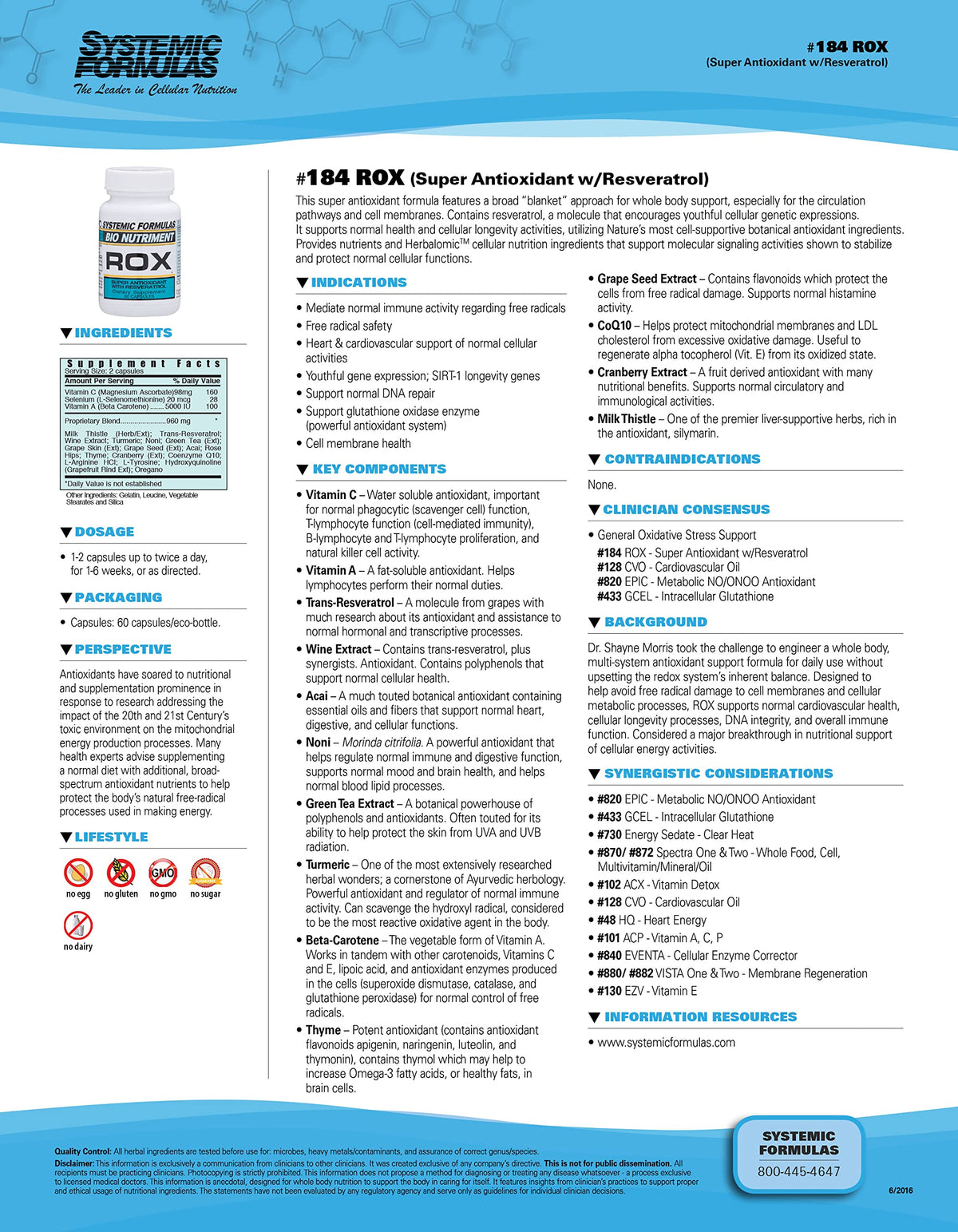 Systemic Formulas ROX Super Antioxidant 60 capsules, vue latérale