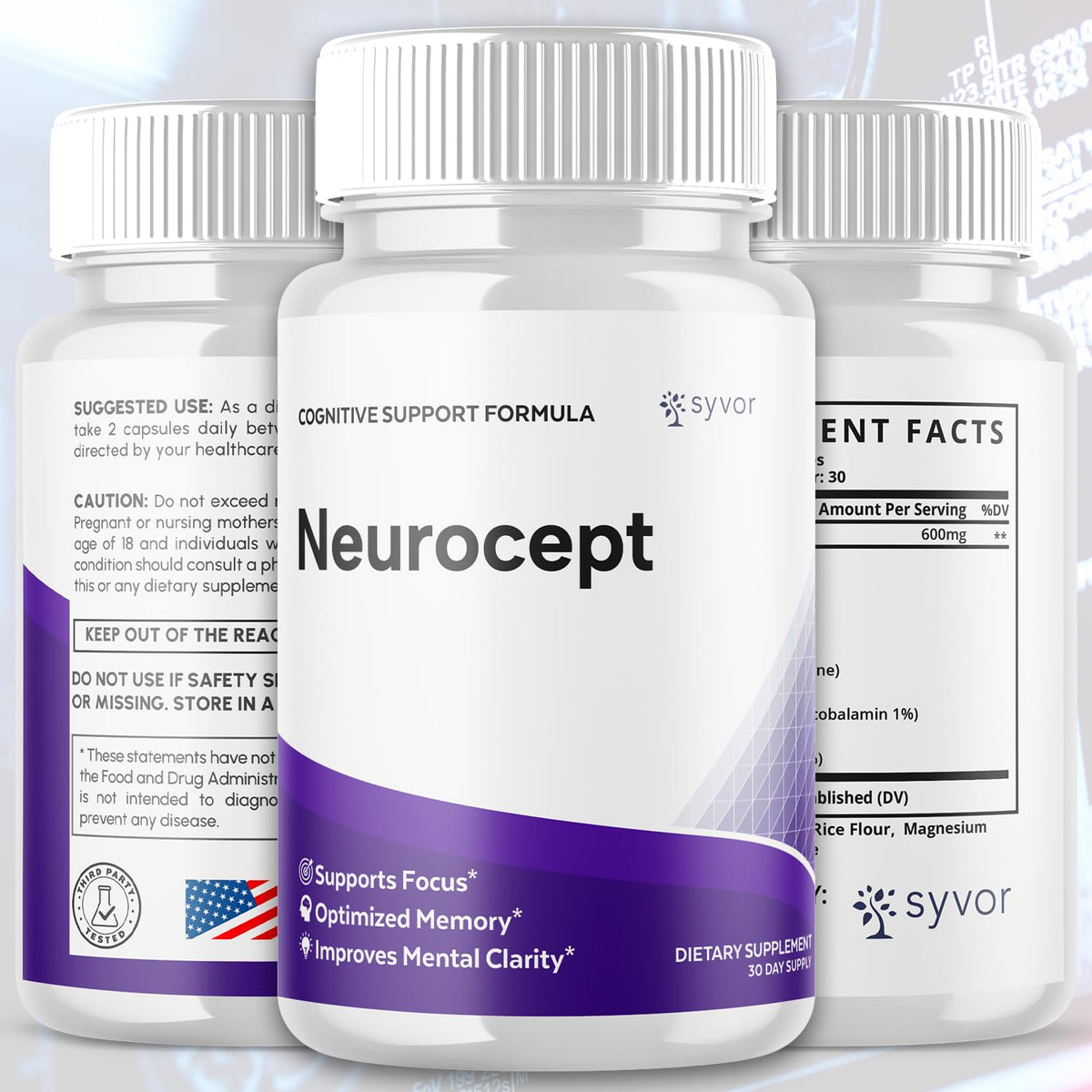 Syvor Neurocept capsules 180, étiquetage et ingrédients