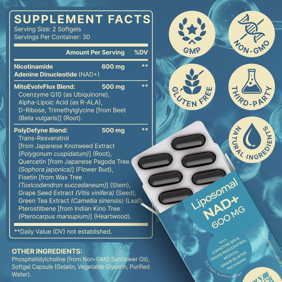 SYZY GENICS gélules softgel 120 unités vue arrière avec détails nutritionnels